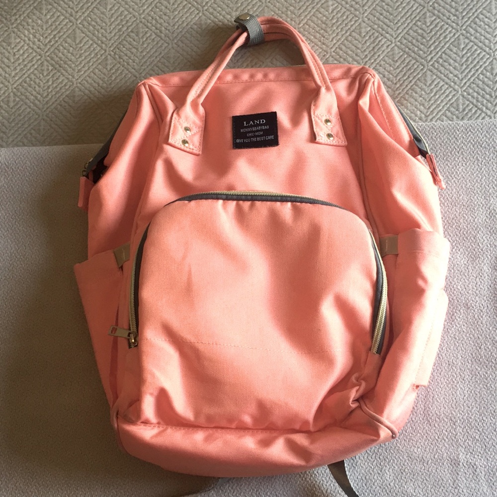 Land diaper bag backpack peach color EUC!